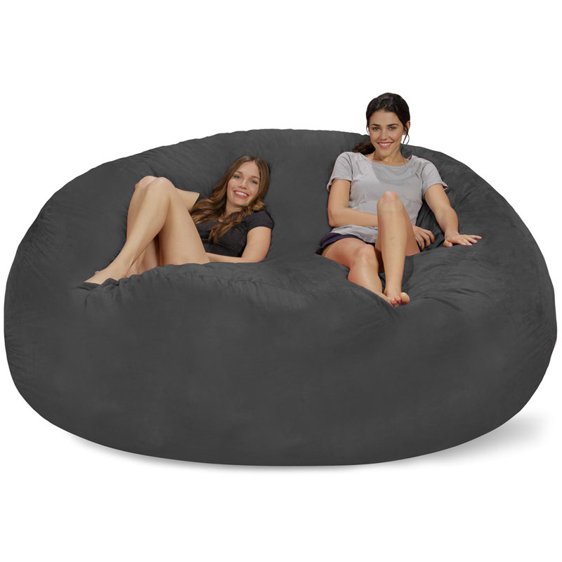 Latitude Run Bean Bag Chair Lounger Giant 8 Foot Classic Shredded Memory Foam Filled Furniture Bean Bag Chair Lounger with Removable and Machine Washable Cover Big Bean Bag Sofa Lounger